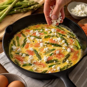 Frittata de Salmón Ahumado y Espárragos con Queso de Cabra