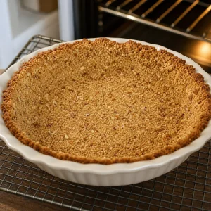 Croûte cuite aux biscuits et noix de pécan sur une grille