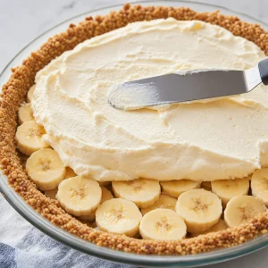 Glace vanille étalée sur des rondelles de banane