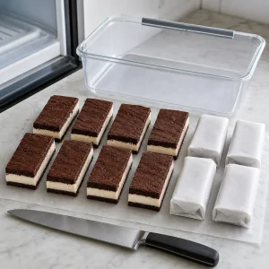 Zwölf geschnittene Brownie-Eiscreme-Riegel zum Einwickeln und Gefrieren