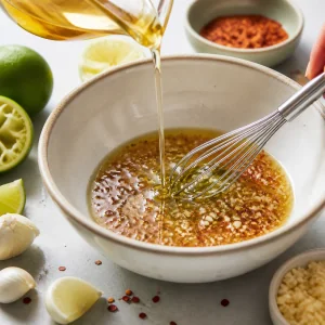 Olio incorporato al condimento aglio e lime