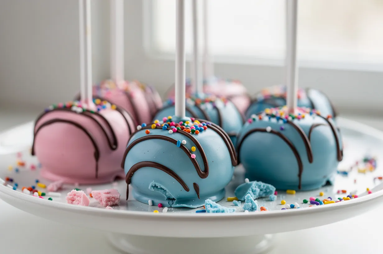 Gender Reveal Pink and Blue Oreo Pops with Sprinkles