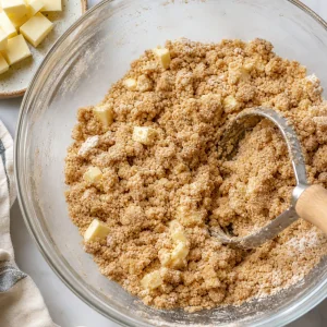 Coarse cinnamon streusel crumbs made with cold butter.