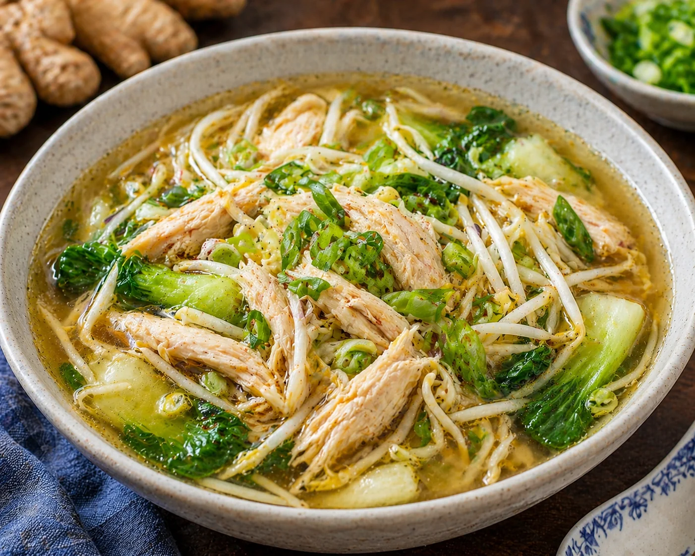 Ginger Chicken Soup with Fresh Mung Bean Sprouts