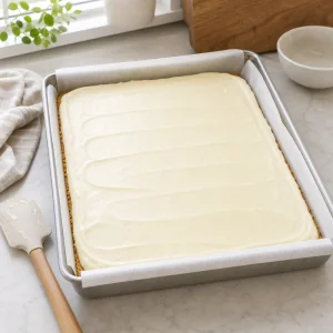 Garniture au fromage lissee sur la base de biscuits