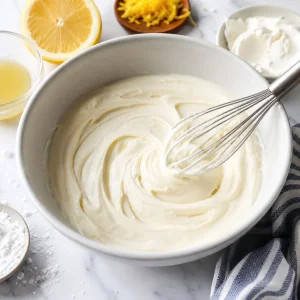 Garniture lisse au fromage frais dans un bol
