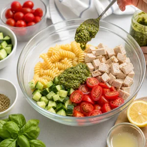 Gluten-Free Pesto Chicken Pasta Salad for School Lunch