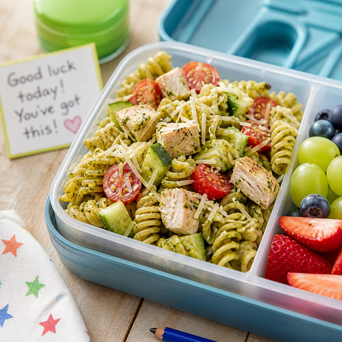 Gluten-Free Pesto Chicken Pasta Salad for School Lunch