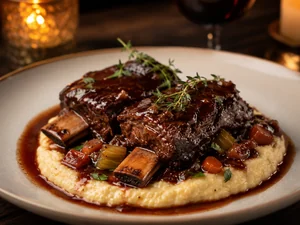 Red Wine Braised Short Ribs with Creamy Parmesan Polenta