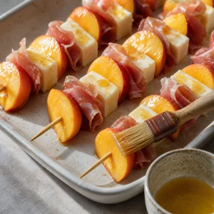 Spiedini montati spennellati con glassa al miele e limone