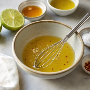 Glaçage au miel et citron vert dans un bol