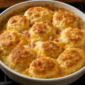 Biscuits jambon fromage cuisant jusqua etre dores avec beurre bouillonnant sur les bords