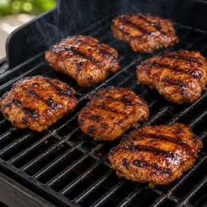 Frango glaceado pronto com pontos levemente tostados na grelha