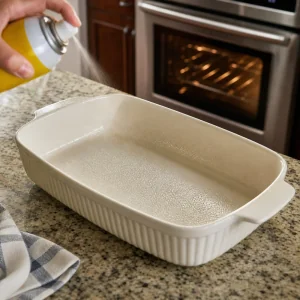 Baking dish lightly greased for baked ziti