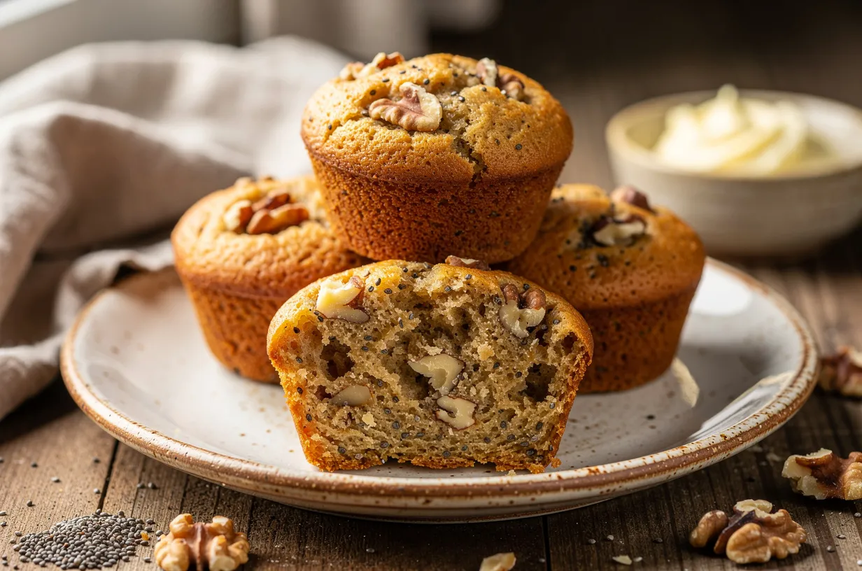 Muffins keto protéinés à la farine d'amande, œufs & chia