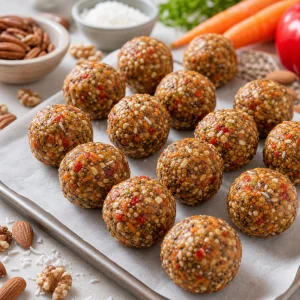 Chilled veggie nut energy bites ready to eat