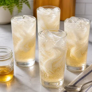 Finished fizzy vanilla cream sodas ready to serve