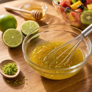 Honey lime dressing whisked with lime zest