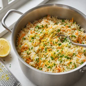 Морковный рис с петрушкой и лимонной цедрой
