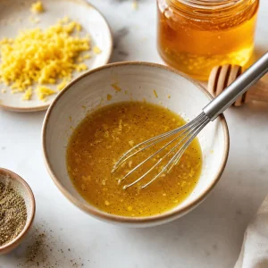 Honey butter glaze whisked with cardamom and lemon zest