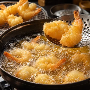 Knusprige Bubble Shrimps mit scharfem Honig-Glaze
