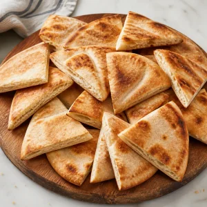 Spicchi di pita tostati su un tagliere
