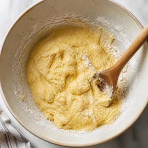 Flour, eggs, and water mixed into sticky dumpling batter