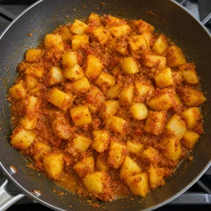 Potato cubes coated with masala