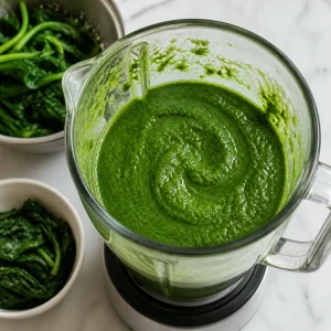 Purée szpinakowe w kielichu blendera