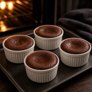 Gebackene Lava Cakes in weissen Foermchen