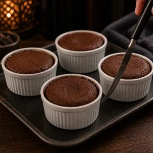 Messer loest gebackene Kuchen aus Foermchen