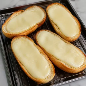 Toasted hoagie rolls with melted provolone