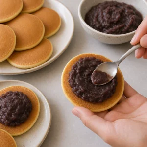 Pasta z czerwonej fasoli rozsmarowywana na dorayaki
