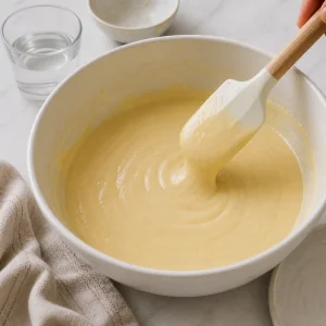 Gęste ciasto dorayaki mieszane przed odpoczynkiem