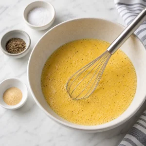 Uova e panna spumose sbattute con i condimenti keto