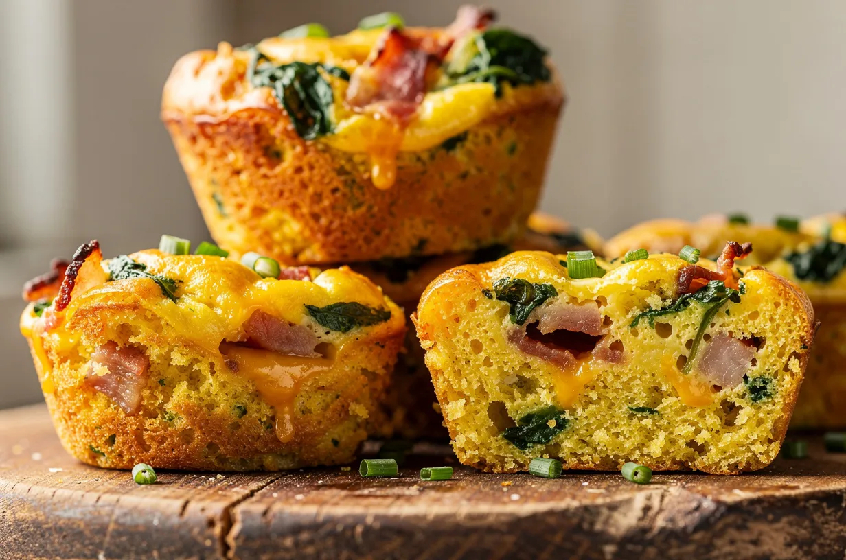 Muffins keto de huevo, bacon y queso para desayunar