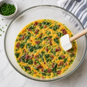 Spinaci cheddar bacon ed erba cipollina nelle uova