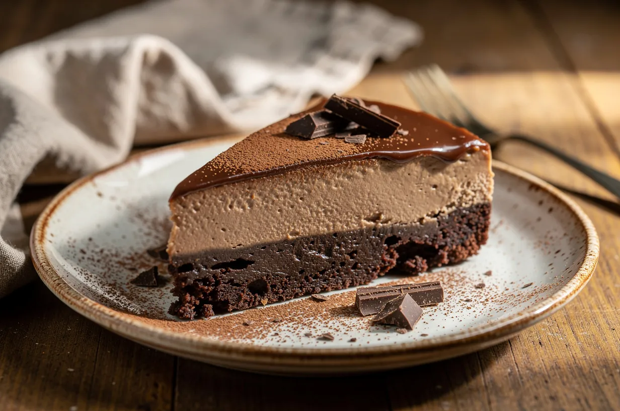 Cheesecake Brownie Keto sem Glúten com Crosta de Amêndoa