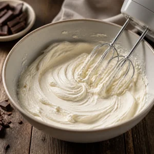 Cream cheese liso batido em uma tigela grande