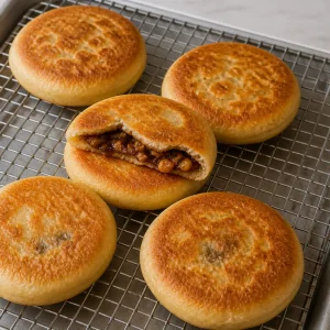 Hotteok cuits qui refroidissent sur une grille