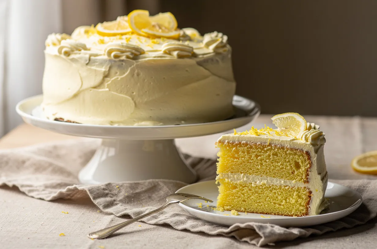 Lemon Cream Cake with Silky Mascarpone Lemon Frosting
