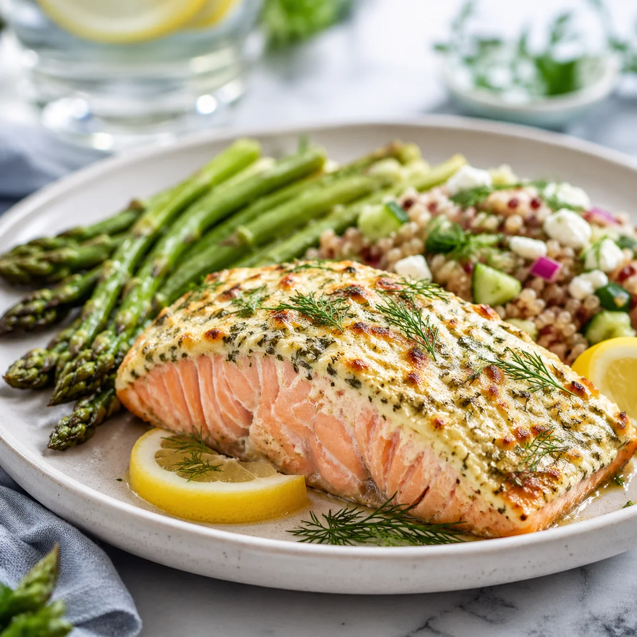 Lemon Herb Greek Yogurt-Marinated Salmon