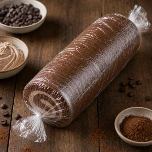 Roule mocha emballe dans du film pour refroidir