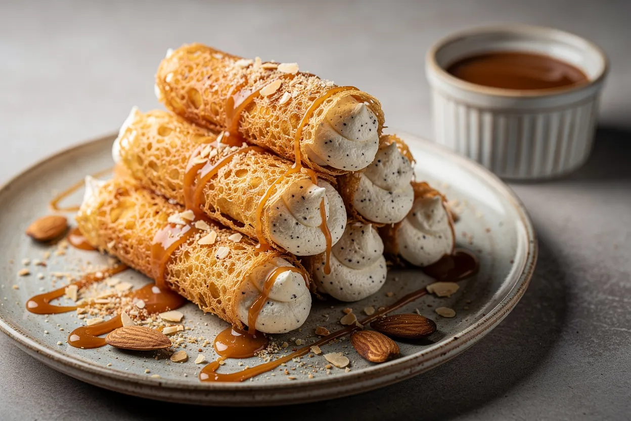 Low-Carb Kremrole — Czech Caramel Whipped Cream Pastry