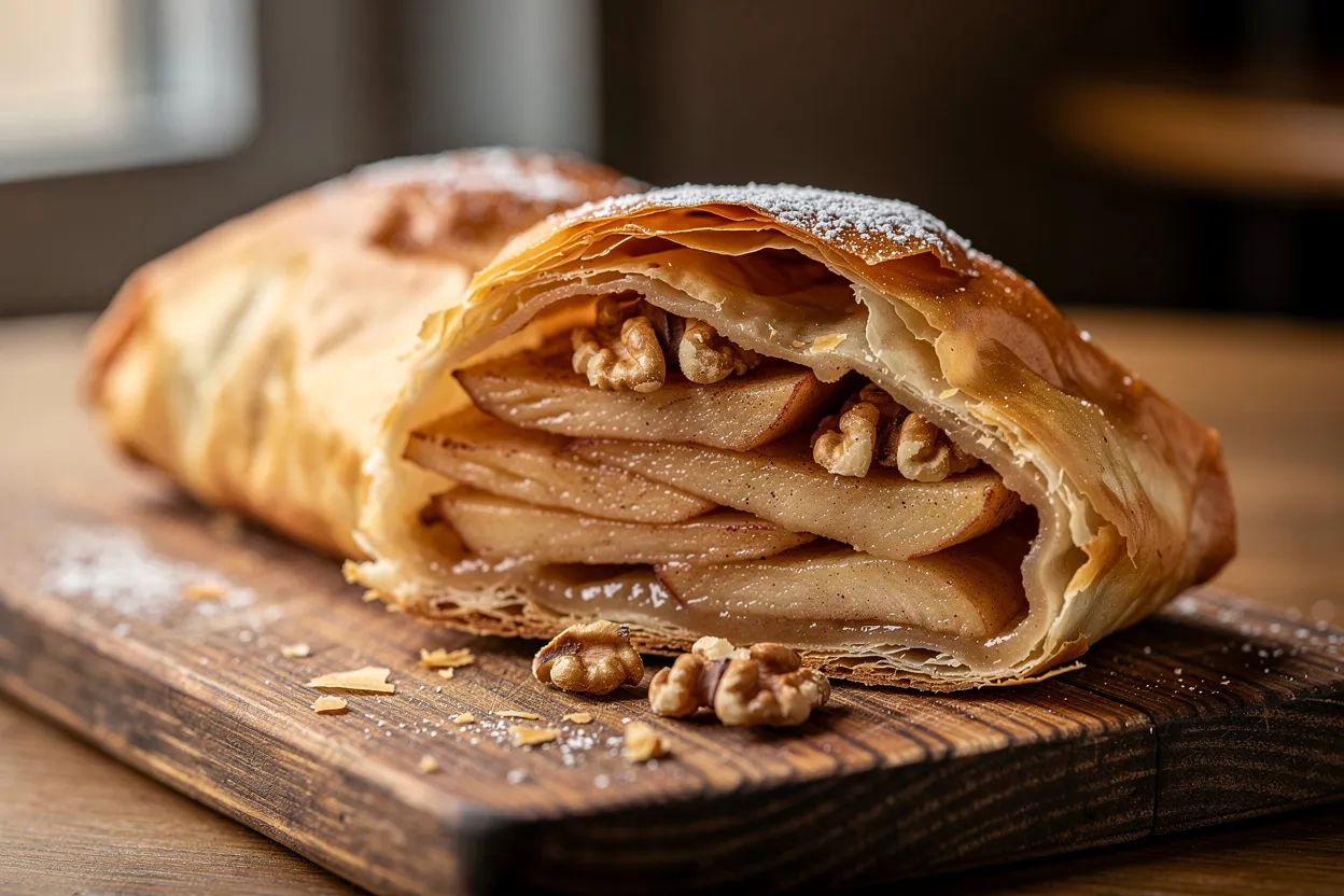 Low-Sugar Apple Strudel with Phyllo and Toasted Walnuts