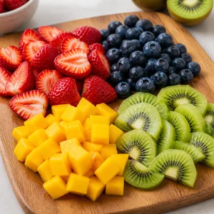 Vymytye i narezannye frukty dlya veganskih parle