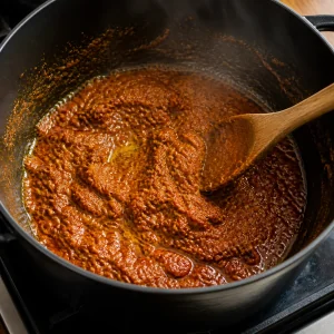 Pasta przyprawowa do rendangu smażąca się w oleju