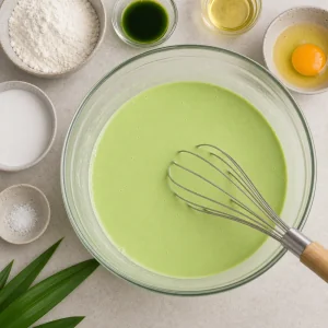 Masa verde de pandan lisa en un cuenco