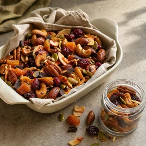 Mélange de noix et fruits à l’érable avec chocolat noir