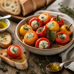 Маринованные фаршированные мини-перцы с хрустящим хлебом